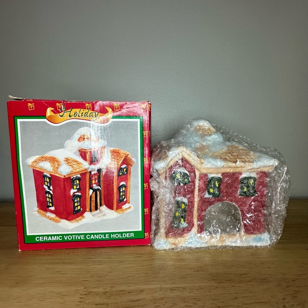 Vintage world bazaar holiday ceramic votive tea light‎ candle holder Christmas